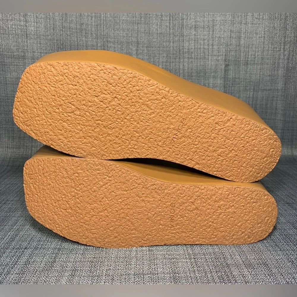 Vince Mari Slip On Platform Wedge Sandals Tan Leather Size 11 - Picture 6 of 8